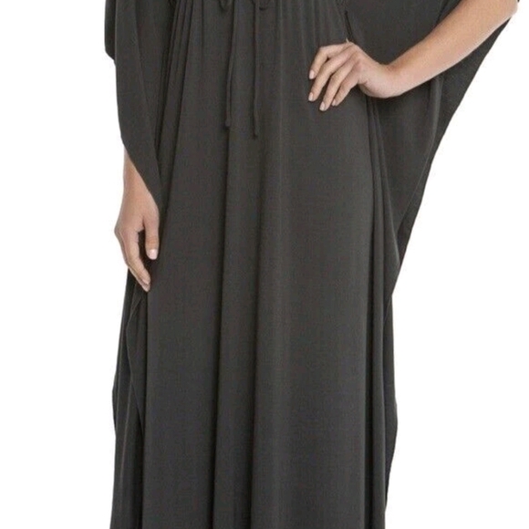 Barefoot Dreams Luxe Milk Jersey Paradise Cove Kaftan Dress Gray Carbon Size S/M - Picture 2 of 5